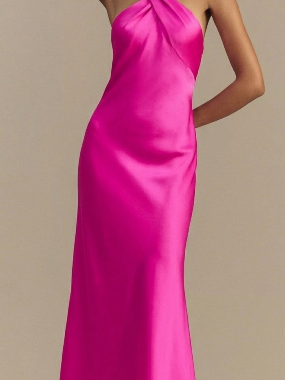 BHLDN Ruby Twist Halter Satin Gown